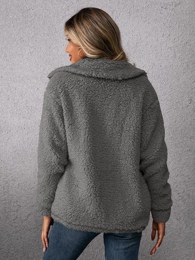 Abrigo Polar Corto con Solapa y Botones para Mujer - Image 12