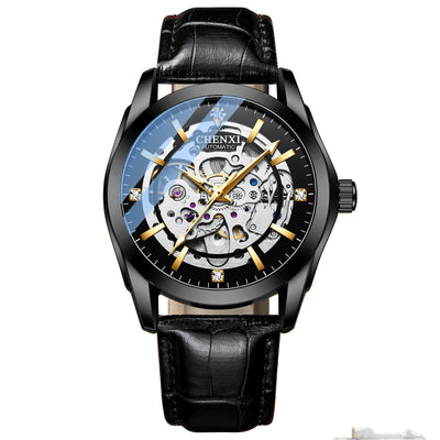Reloj Automático para Hombre con Correa de Cuero, Esfera Hueca y Luminoso - Image 6