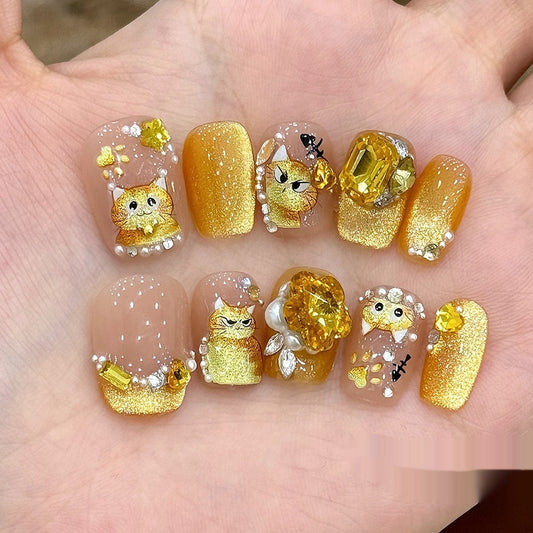 Uñas Postizas Efecto Ojo de Gato - Diseño Corto y Elegante - Image 2