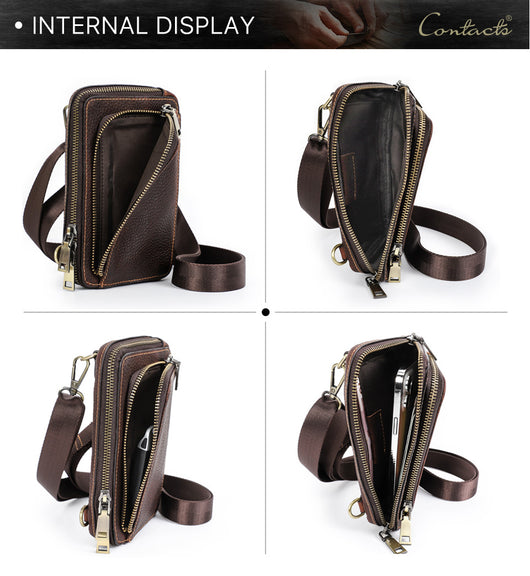 Bolsa Bandolera de Cuero Vintage para Hombre - Estilo Retro Casual - Image 18
