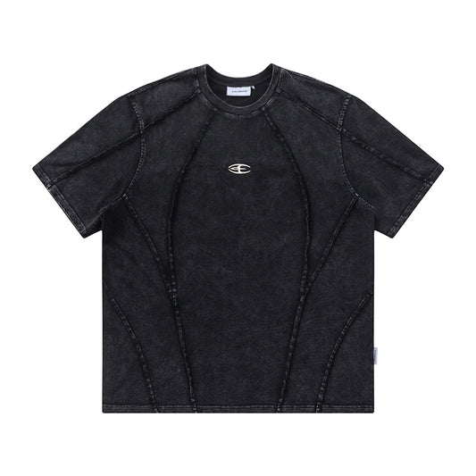 Playera Casual para Hombre con Costuras Decorativas y Ribetes Contrastantes