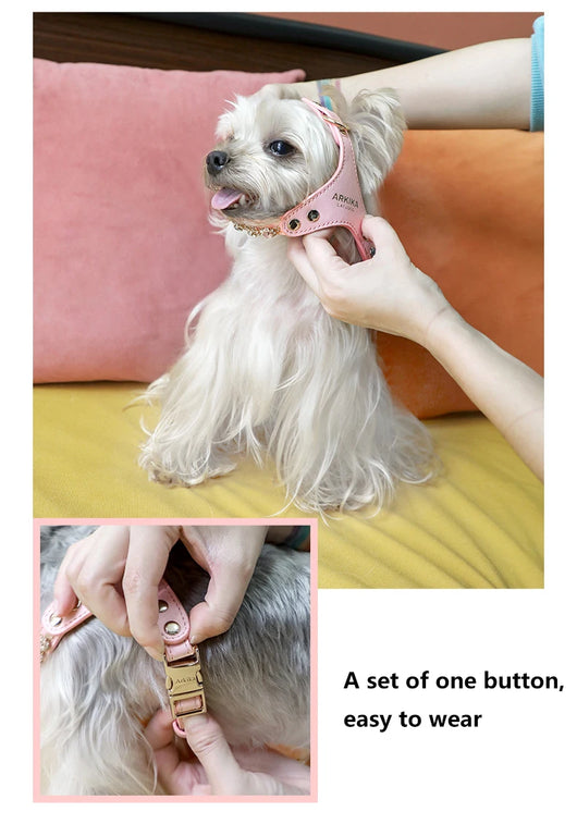 Arnés y Correa para Perro de Cuero PU con Strass Ajustable - Image 16