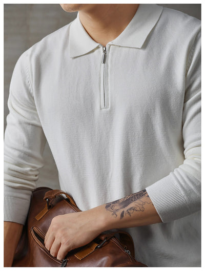 Suéter Polo de Manga Larga con Cierre Medio para Hombre - Image 14