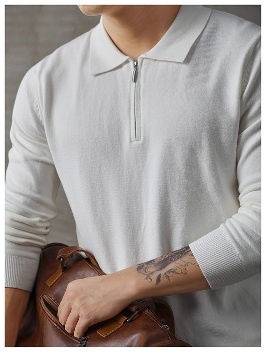 Suéter Polo de Manga Larga con Cierre Medio para Hombre - Image 14