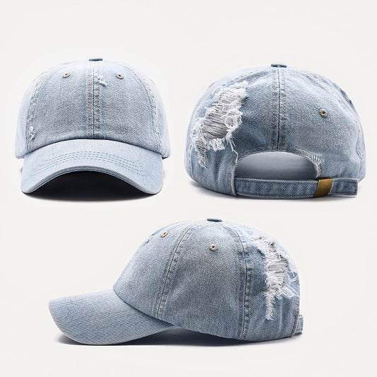 Gorra de Béisbol Denim con Agujeros Unisex Estilo Coreano - Image 2