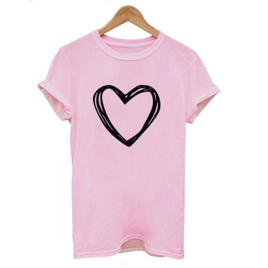 Camiseta Mujer Estampado Corazón Manga Corta Suelta Casual Verano - Image 5