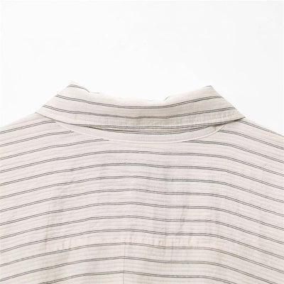 Camisa de Rayas Holgada con Solapa y Manga Larga - Image 4