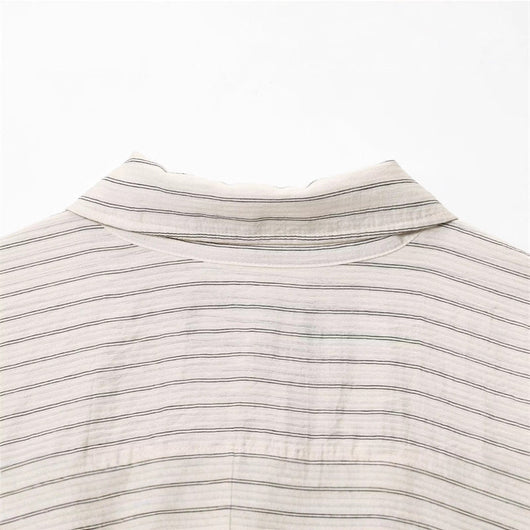 Camisa de Rayas Holgada con Solapa y Manga Larga - Image 4
