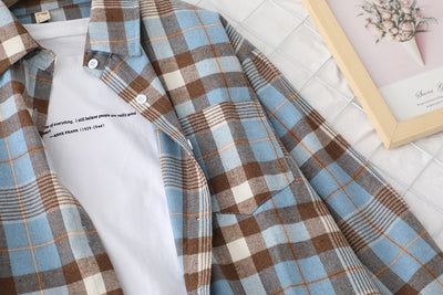 Camisa a Cuadros Casual con Textura Cepillada para Mujer - Image 13