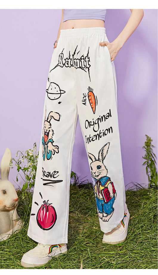 Pantalones Anchos de Cintura Alta con Estampado - Casual y Versátil - Image 6