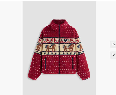 Abrigo de Lana con Cierre y Bolsillos - Diseño Navideño Alce y Copos de Nieve - Image 13