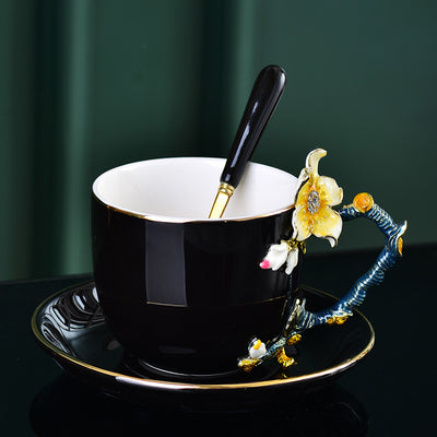 Juego de Taza y Platillo de Cerámica Esmaltada Creativa - Image 3