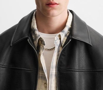 Chaqueta Biker de Cuero Sintético para Hombre - Image 11