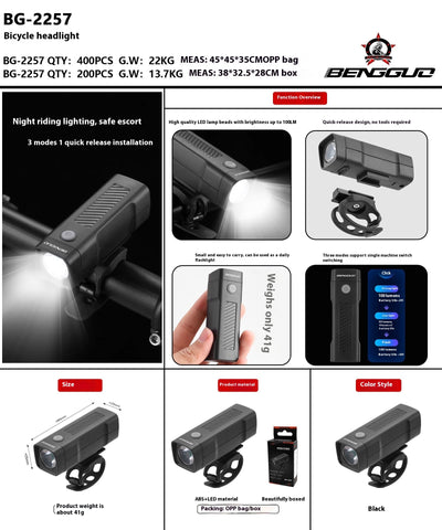 Luz Frontal LED USB Recargable para Bicicleta - Iluminación Nocturna de Seguridad - Image 14