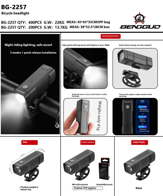 Luz Frontal LED USB Recargable para Bicicleta - Iluminación Nocturna de Seguridad - Image 14