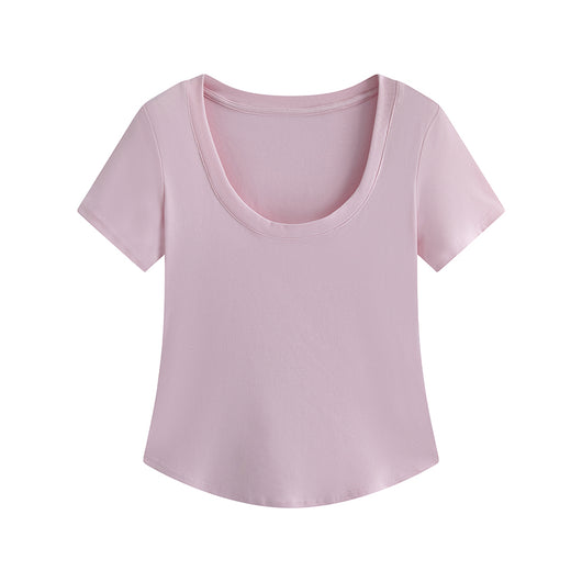 Blusa Slim Fit Escote U Manga Corta Efecto Adelgazante - Image 4