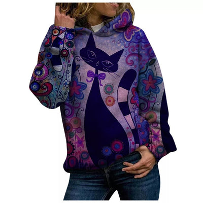 Sudadera con Capucha Estampada Gato 3D - Casual y Cómoda - Image 6