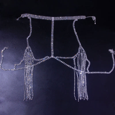 Bikini de Playa con Cadena de Cristales y Cuello Joya