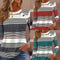 Blusa Casual de Rayas con Botones y Manga Larga para Mujer