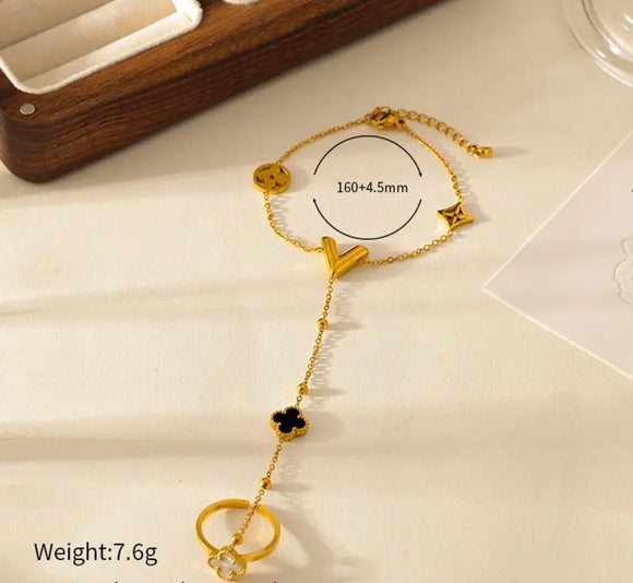 Clover Ring Chain Bracelet - Love. Luck. Hope & Faith
