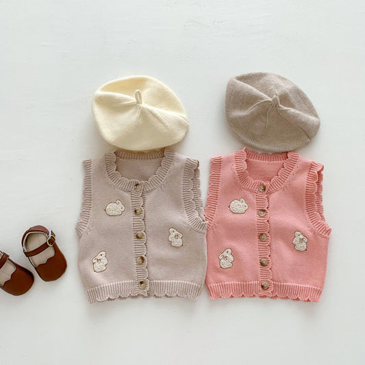 Chaleco Cardigan Infantil con Estampado de Conejitos