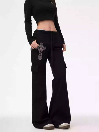 Pantalones de Pierna Ancha Gris para Mujer - Comodidad Deportiva - Image 3