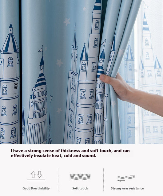 Brown thickened shading curtain with an electric carving floral texture, partially drawn in a bedroom setting. - Image 19