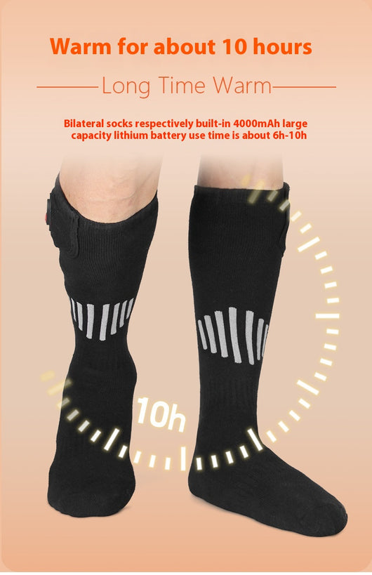 Calcetines Térmicos de Algodón Puro con Calefacción Eléctrica para Esquí - Image 25