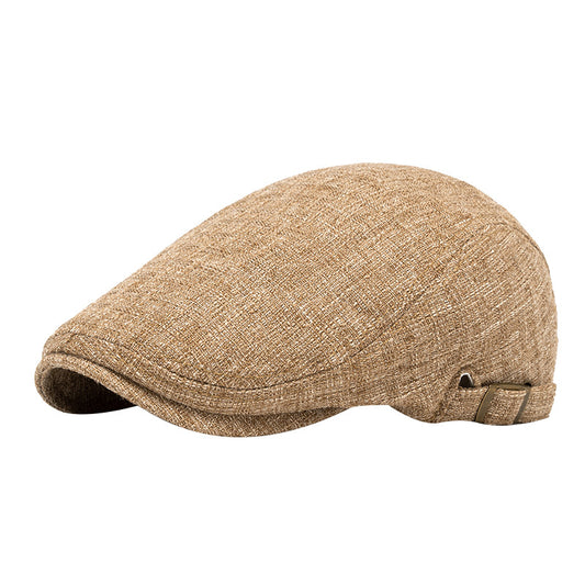 Boina Retro de Algodón y Lino para Hombre con Visera