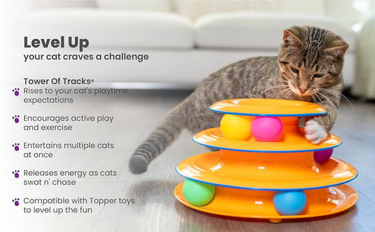 Torre de Juego Interactiva para Gatos con 3 Niveles y Bolas Giratorias - Image 10