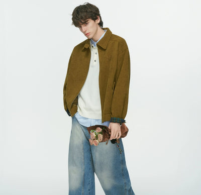 Chaqueta de Pana Estilo Granero Retro Americano con Cuello Tipo Camisero - Image 4
