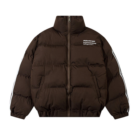 Chaqueta Acolchada para Hombre con Cuello Alto y Rayas Laterales