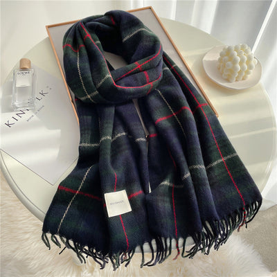 Bufanda Cuadriculada Coreana con Flecos - Abrigo Elegante y Cálido - Image 9