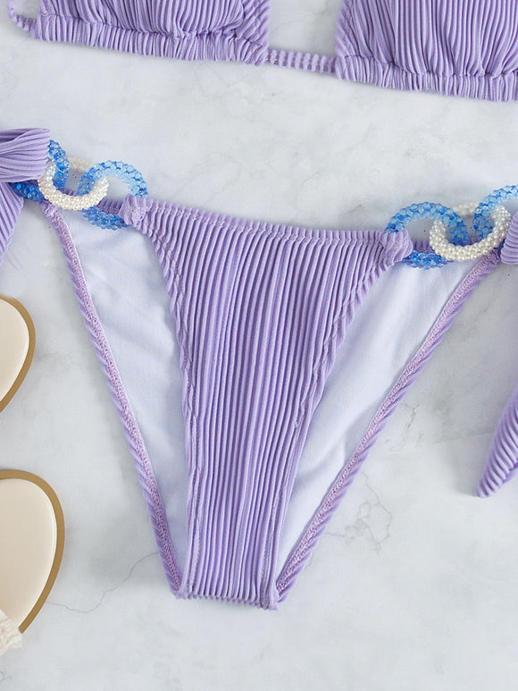 Bikini Halter con Amarre Lateral - Diseño Sólido para Playa
