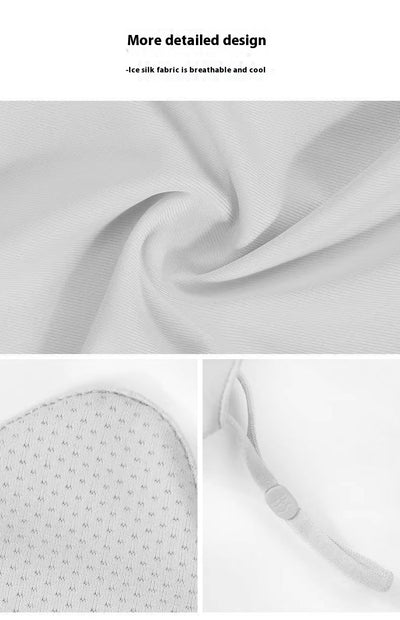 Light pink ice silk sun protection mask with ear loops and neck coverage, featuring small ventilation holes. - Image 67