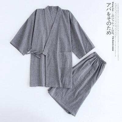 Pijama Kimono Japonés para Hombre Manga Corta con Pantalones Cortos - Image 6