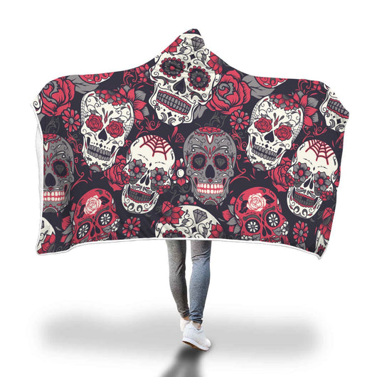 Poncho Manta con Capucha Calavera Impresión 3D Digital - Image 13