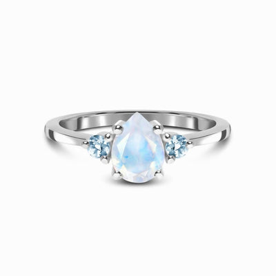 Anillo de Plata Pura con Piedra de Luna y Circón - Diseño Elegante - Image 2