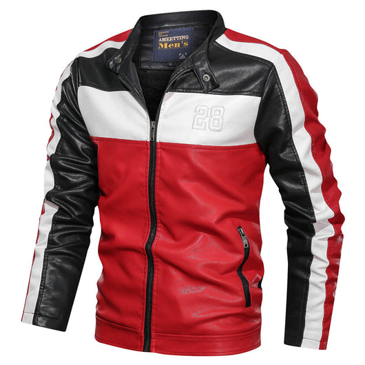 Chaqueta de Cuero para Motocicleta con Cuello Alzado - Image 10