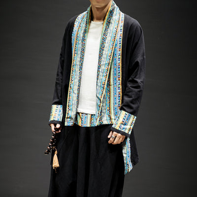 Abrigo Kimono Cardigan de Algodón y Lino - Estilo Japonés Moderno para Hombre - Image 3