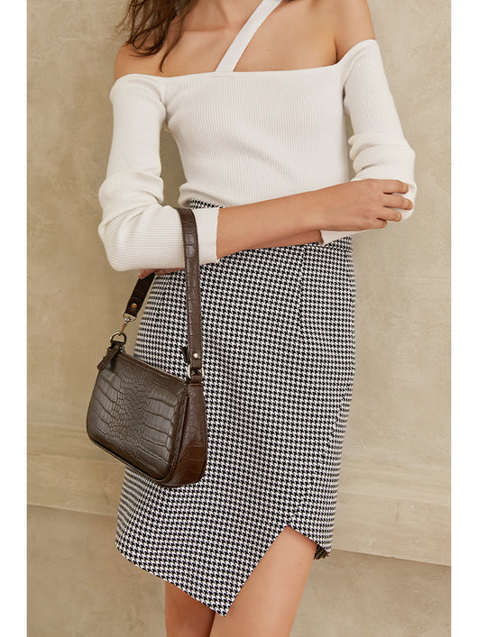 Falda Houndstooth con Diseño Irregular para Mujer - Image 14