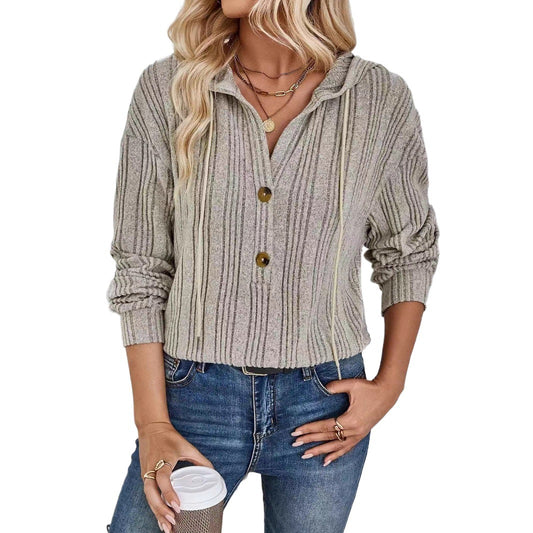 Sudadera con Capucha de Manga Larga en Color Liso para Mujer - Image 2