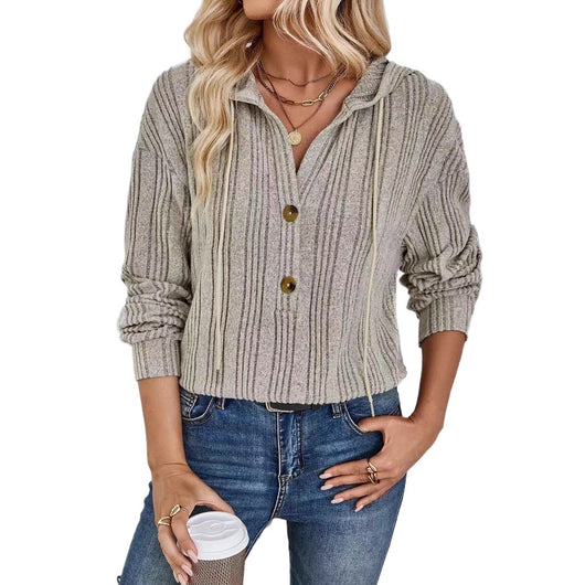 Sudadera con Capucha de Manga Larga en Color Liso para Mujer - Image 2