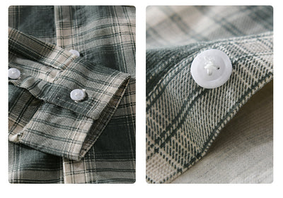 Camisa Cuadriculada de Algodón Cepillado - Estilo Retro Casual - Image 10