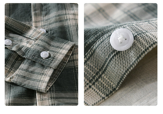 Camisa Cuadriculada de Algodón Cepillado - Estilo Retro Casual - Image 10