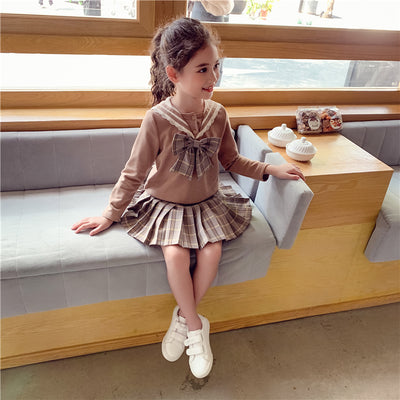 Sudadera y Falda Corta Estilo Universitario Coreano para Niña - Image 11