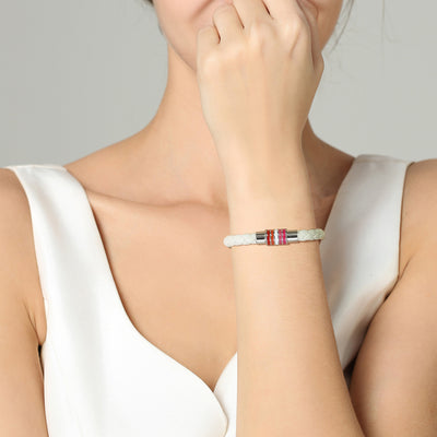 Pulsera Magnética de Acero Titanio con Bandera Arcoíris para Parejas - Image 10