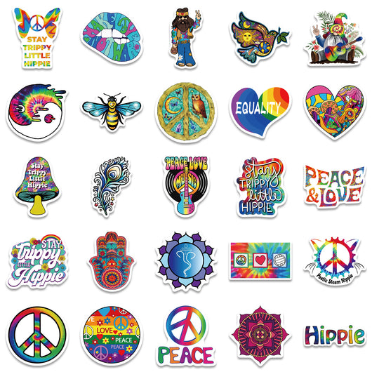 50 Pegatinas Hippie Retro Personalizables para Decoración - Image 10