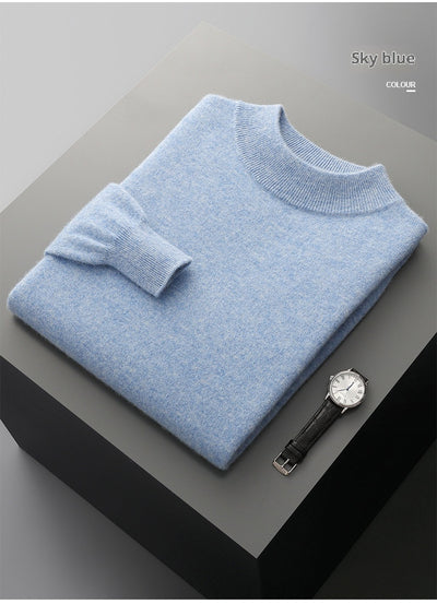 Suéter de Cuello Medio en Lana para Hombre - Pullover Ligero Otoño Invierno - Image 36