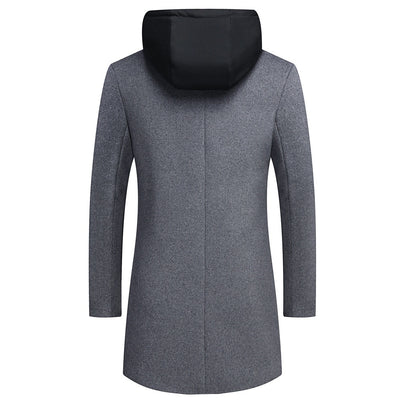 Abrigo de Lana Casual para Hombre con Gorro Desmontable - Image 12